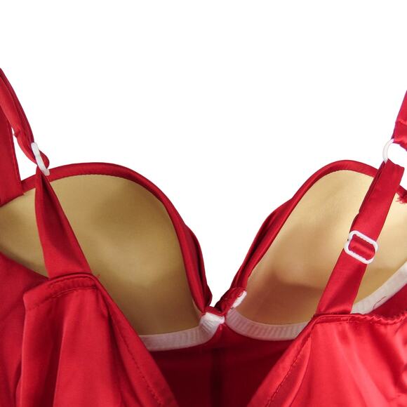 Shein Sexy Red Satin Spaghetti Strap Midi Dress with Side Slit Extra Small - Picture 5 of 8